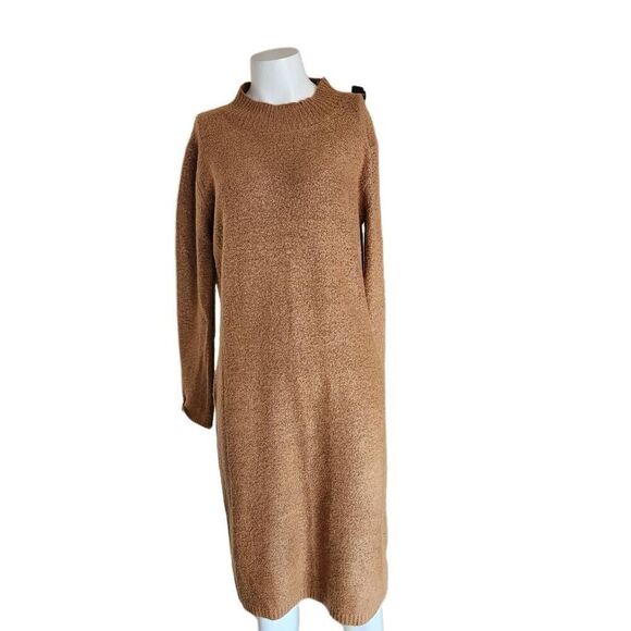 mak Dresses & Skirts - Mak women's large copper maxi high neck long sleeve sweater stretchy dress